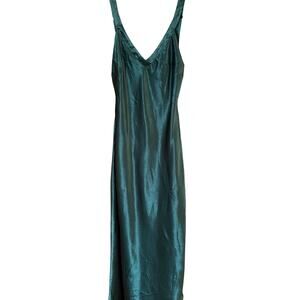 NWT Lulus dark green satin low back long formal gown dress SIZE L